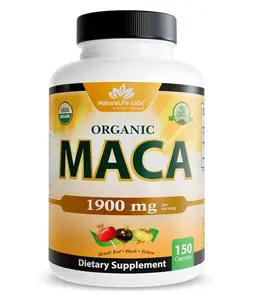 NaturaLife Labs Organic Maca Root – Black, Red & Yellow – 1900 mg per Serving – 150 Capsules – Gelatinized Peruvian Maca – Non-GMO, Gluten-Free, Vegan