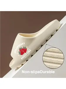 Sweet Strawberry 1987 Coconut Slippers - Feeling Berry Good with Fresh Fruit Print. Comfortable summer footwear featuring retro strawberry design, perfect for casual days with a sweet vibe. Lightwei