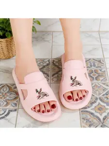 1 Pair of EVA Heart Rose French Bulldog Household Indoor Slippers, Lightweight, Flexible, Simple, Easy to Clean, Suitable for All Seasons, a Home Essential, Women Shoes