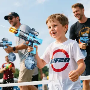 Automatic Electric Water Gun, Glowing Realistic Muzzle 320cc High Capacity Squirt Toy, Up to 32FT Long Range for Backyard Beach Party Mother’s Day Gift, party gifts, party supplies