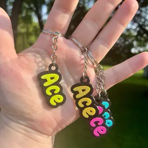 Ace Pride 3dPrint Keychain - 1in Tall Customizable Plastic Keychain with Colorful Text Design