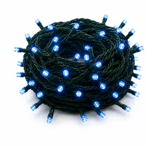 Perfect Holiday String Lights Decorative Ambient Lighting 100 LED Green Wire Blue Lights 32FT Indoor Outdoor