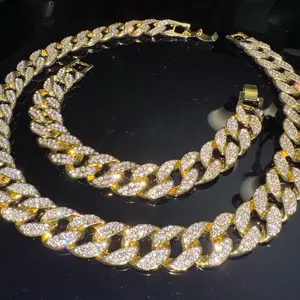 Iced Necklace and Bracelet Hip Hop Metal Coating