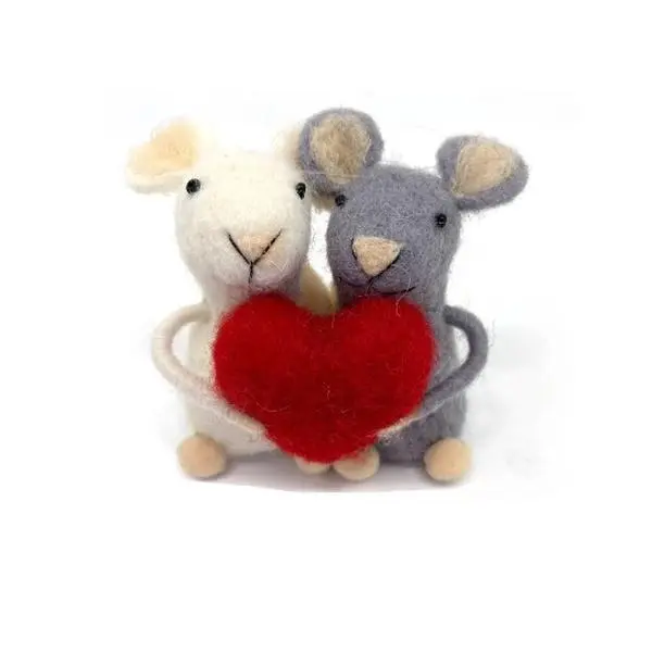 Love Mice Ornament - Felted Animal