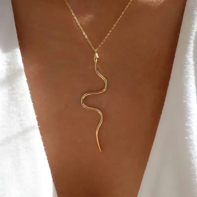 Women's Unique Snake Design Pendant Necklace - Daily Wear Jewelry for Dates, Vacations, Daily Wear Necklace