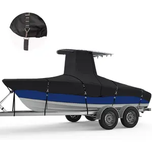 900D Marine Grade Fade Tear Resistant Heavy Duty Waterproof UV Proof Trailerable T Top Boat Cover Black 18-20' 102" W