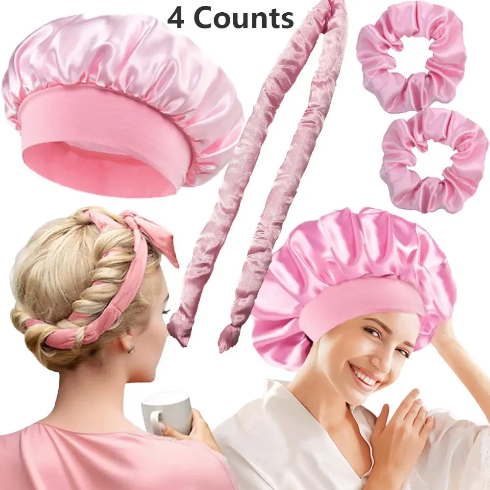 Hair Tool Set, 4 Counts/set Professional Sleeping Hair Care & Styling Tool Set, Heatless Styling Tools for Women & Girls, Valentine's Day Gift for Wom