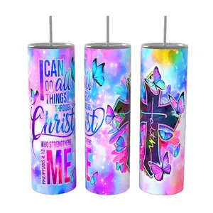 I Can Do More Things 20oz Skinny Tumbler Vacuum Insulated with Lid & Straw for Hot Coffee Cold Drinks or Wine Handmade Sublimation Design
