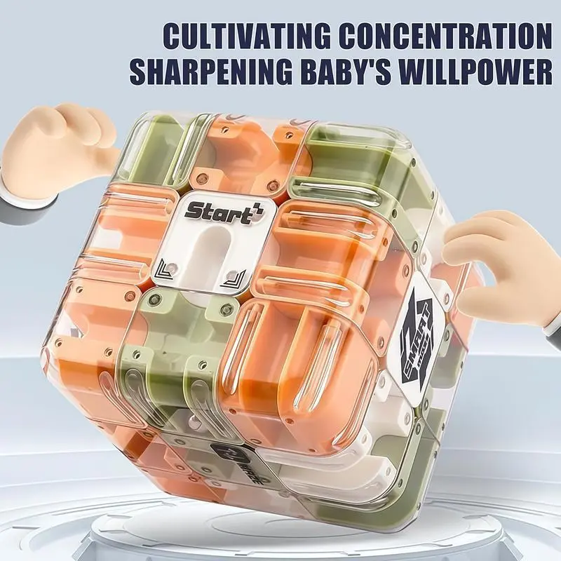 3D Ball Maze Cube Puzzle Box, Educational Logic Brain Teaser Toy for Kids, Parent-Child Interactive Game, Stress Relief Tool