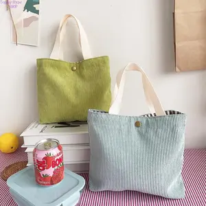 2026 New Preppy Style Colorful Corduroy Mini Handbag - Tote Bags, Portable Makeup Pouch, Cute Versatile Design for School, Daily Outings, Casual Storage Use