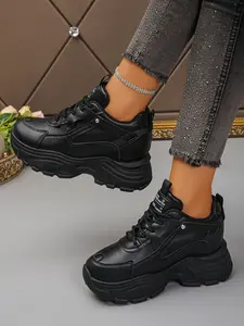 Women's Fashion Inner Heel Dad Shoes, Thick Sole Spring Summer New Arrival, Versatile Small Size Casual Sports Shoes Sneaker