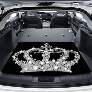 Luxury Crown Custom Car Trunk Mat, Car Interior Accessory, Car Accessories, 2D Flat Printing, Size 29.53x39.37 Inches, Single Piece, Elegant Silver Color, Durable and Stylish