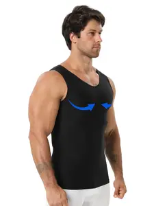 Men's V Neck Shapewear Muscle Vest, Chest Binding Abdomen Control Top, Dual Layer Compression Sleeveless Underwear, Casual Sports Wear,Gynomastica Undershirt for men