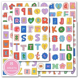 8 Sheets-240pcs Cute Alphabet Symbol Stickers, Student Diary Notebook Scrapbook Material, Decorative Stickers for Envelopes, Bags, Gifts