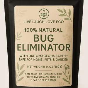 100% Natural Bug Eliminator with Diatomaceous Earth Safe for Home Pets & Garden 24 Oz Non-Toxic Effective on Ants Roaches Fleas Spiders & More