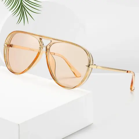 Unisex Vintage Oval Frame Aviator Sunglasses, Trendy Casual Sunglasses for Everyday Use, Fashion Accessories for Outdoor Activities, Trendy Shades, Fashionable Sunglasses