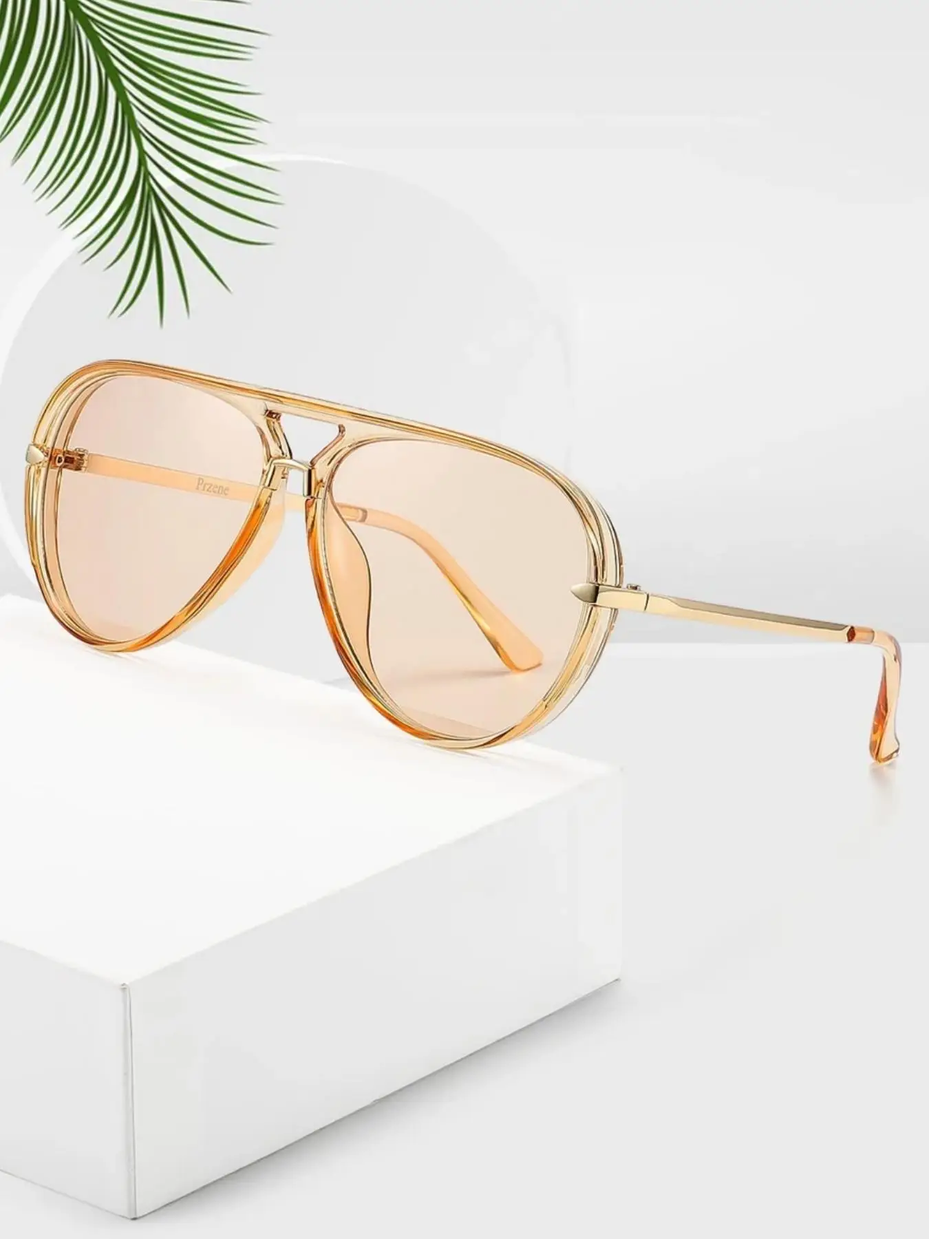 Vintage Oval Frame Classic Aviator Sunglasses, Lightweight Durable Trendy Styling Sunglasses for Women, Trendy Casual Fall Freshness Sunglasses for Ev