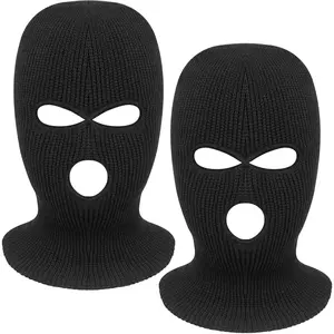 2 Pieces 3 Hole Full Face Mask Ski Mask Winter Knitted Mask for Winter Outdoor Sports