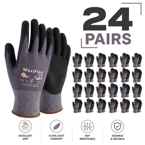24 Pairs - Safety Works Maxiflex Ultimate Nitrile Glove  Maxi Gloves PIP - Maxi Flex Gloves - Work Gloves Breathable MaxiFlex glove