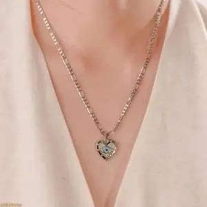2-Piece 14K Gold Plated Open Twisted Necklace Set, Trendy Y2K Retro Luxe Jewelry with Stunning Eternal Blue Eye Pendant, Dainty Eye-catching Neck Accessories for Girls, Perfect Stylish Ornaments for Daily Street Look, Night Parties and Fashion Matching