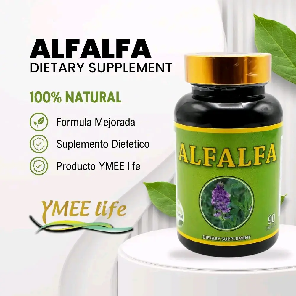 Natural Alfalfa Wellness Supp Capsules - Antibacterial, Cardio Boost Dietary Pill, Prop 65 Safe Vitamin Supplement - 90 Count