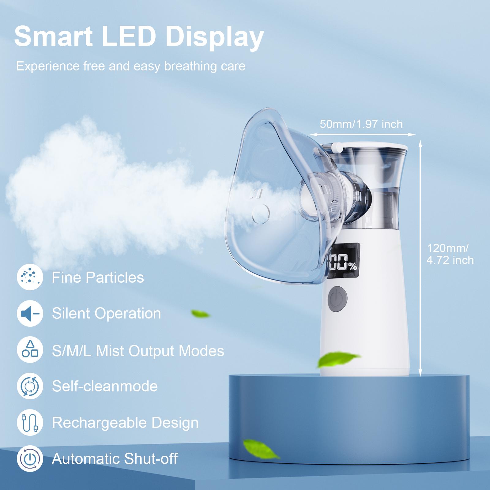 NBM-7 Handheld Nebulizer, 4 Adjustable Modes, Fine Mist 4μm, Rechargeable 600mAh, Portable & Quiet, 15ml Capacity for Daily Use and Personal Care