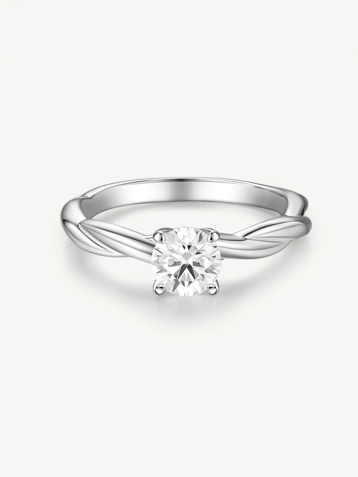 "Twisted Vine" Lab Grown Diamond 4 Prong Solitaire Engagement Ring in Sterling Silver Promise Anniversary Wedding Ring for Women (0.3-1 Carat)