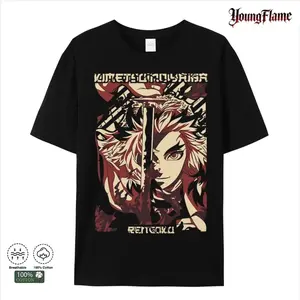 YoungFlame Rengoku Unisex Shirt Demon Slayer Tee for Teens & Adults Flame Hashira T-Shirt Anime Streetwear Otaku Gift Kimetsu Tee Menswear Top Tshirt