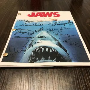 Jaws Movie Script Signed Autographed Reprint Full Screenplay Full Script Cast Signed Stephen Spielberg