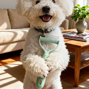 Double-Sided Pet Grooming Brush Dual-Hook Deshedding animal Stainless Steel Dual-Sided Design Ideal for detangling matted hair 2-in-1 Functionality Perfect for deshedding and dematting Suitable for dogs cats all hair removal pets Essential comb detangler