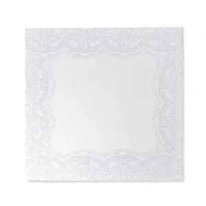 Classic Premium Placemats - Paper Cardboard Square White & Gray Placemats - Baby Showers, Bridal Showers, Baptism, First Communion