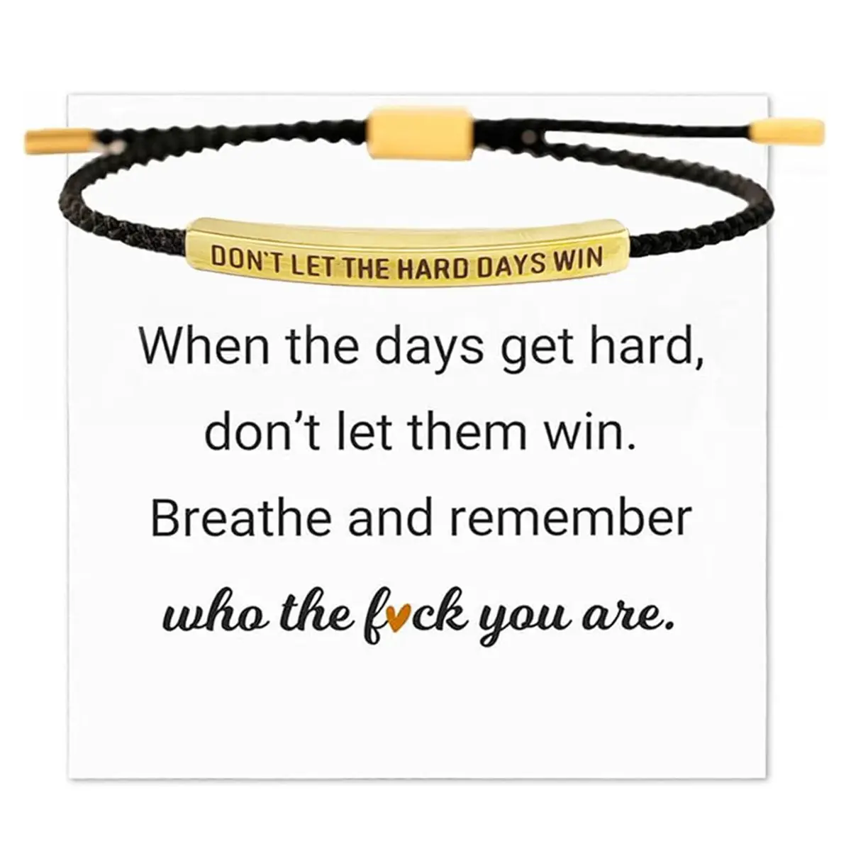 Stainless Steel Braided Adjustable Bracelet, Engraved "Don't Let The Hard Days Win" - Daily Reminder Encouragement Gift for Women, Men, Inspiring, Unisex Style For Him Or Her