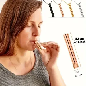 4 PCs Unisex Titanium Steel Necklace with Adjustable Breath Meditation Whistle Pendant, Samma-sati Fashion Jewelry, Pressure transfer, Vintage Style Design, Gifts for Men and Women, 2.17 Inch Chain