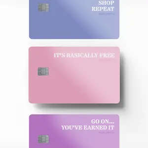 3 x Girl Math Meme Credit Card Skin - Pink/Mauve/Purple Credit Card Stickers for Debit & Credit Cards - Stylish and Fun Card Skins for Personalization