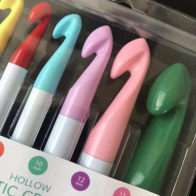 Colorful Plastic Crochet Hook Set, Multi-purpose Bold Plastic Handle Crochet Hooks, Specialty Hand Tools for Home Use, Crochet Kit, Crocheting Supplies