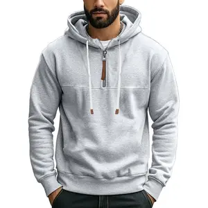 Men's Fashion Hoodies Pullover Casual Sweatshirt Drawstring Quarter Zip Hoodie Long Sleeve Classic hoodies