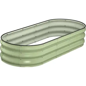 Raised Garden Bed Kit, 5x2x1 ft Galvanized Planter Box Outdoor with Safety Edging, Large Metal Raised Beds for Gardening Vegetables Flower Fruits (Avocado Green)