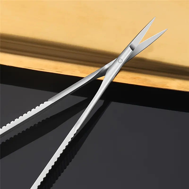 Stainless Steel Precision Trimming Scissors Tool - Cosmetic Makeup Tool with Fine Blade Edge, Curved Tip for Eyebrows, Nail Facial Trim, Facial Care, Curved Head