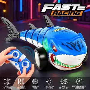 Electric Shark Remote Control Car Toys, Glowing Light, Flexible Tail, 360° Stunt Drift, Rechargeable Shark Toys, Gift for Remote Control Toy Enthusiasts