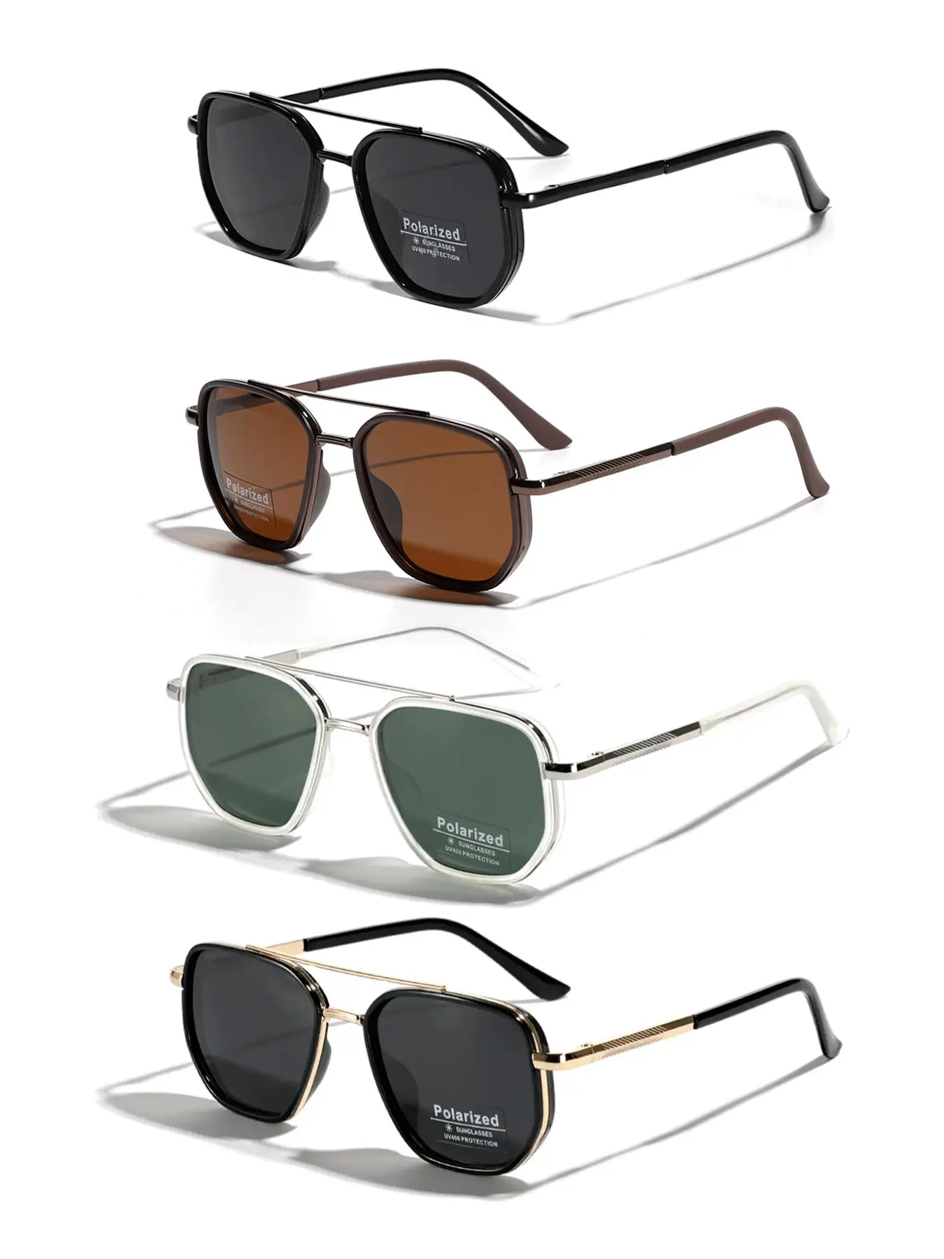Men's Vintage Double-Bridge Tinted Lens Sunglasses, Vintage Polarized Sunglasses, Lightweight and Durable for Outdoor Sun Protection Glasses for Everyday Use Vintage Trendy Sunglasses, Vintage Polarized Eyewear, Trendy Shades