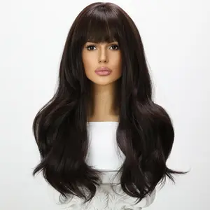 22 inch | Dark Brown | Curly Hair  with hair bangs| SM7245