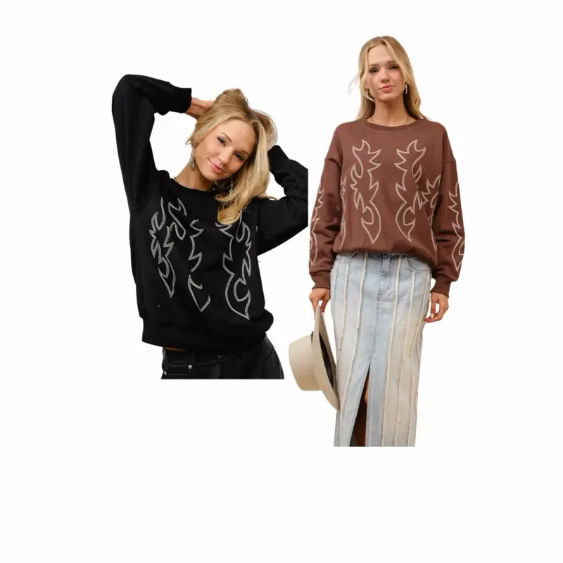 Western Boot stitch pullover sweater