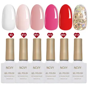 NCVY 6 Color Set Red and Pink Glitter Gel Nail Polish, 10ml/0.35oz Nail Polish 6PCS. Long-lasting formula, LED curing, salon quality, Manicure, Nail Care, Nail Art, perfect for home DIY, ideal gift for Valentine's Day and spring/summer, HEMA-Free.