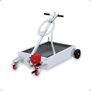 Garvee 15 Gallon Heavy Duty Oil Drain Pan with T-Handle, 8 FT Hose, Folding Handle, and Rolling Cart for Cars, Trucks, Buses, and RVs - Durable and Convenient Oil Drain Tank