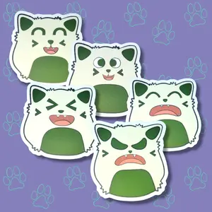 Cat-Cute-Matte Onyagiri - Rice Ball - Kawaii Onigiri Cat Face Sticker |Cat Expressions Funny Sticker Matte| 3"x3"