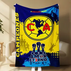Super Soft Blue Champions Style Soccer Throw Blanket, Cozy Fleece for Football Fans, Perfect Match Day Warm Stadium Gift