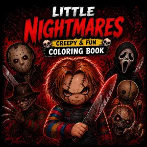 1pc Little Nightmares Creepy, Fun & Relaxing Coloring Book, Horror Movie Characters & Spooky Chibi Designs, Stress Relief Coloring Book for Adults