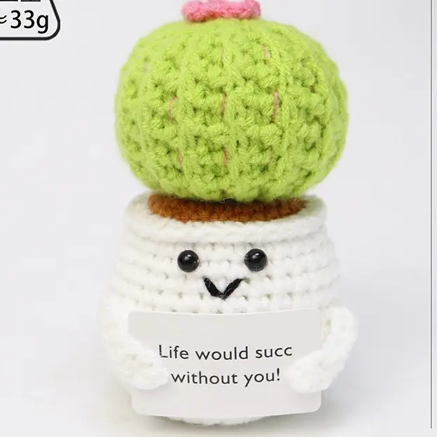 Emotional Support Cactus - Cute Crochet Handmade Item - Ideal for Emotional Support and Self-Care - Life Would Succ Without You - China