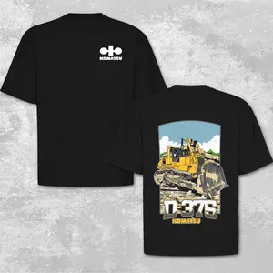 Vintage Bulldozer Komatsu D375A Graphic T-Shirt, Heavy Equipment Construction Machinery Tee, Diesel Mechanic Operator Shirt, Haul Truck Industrial Workwear, Construction Worker Gift, Vintage Komatsu Truck Clothing for Men Wear