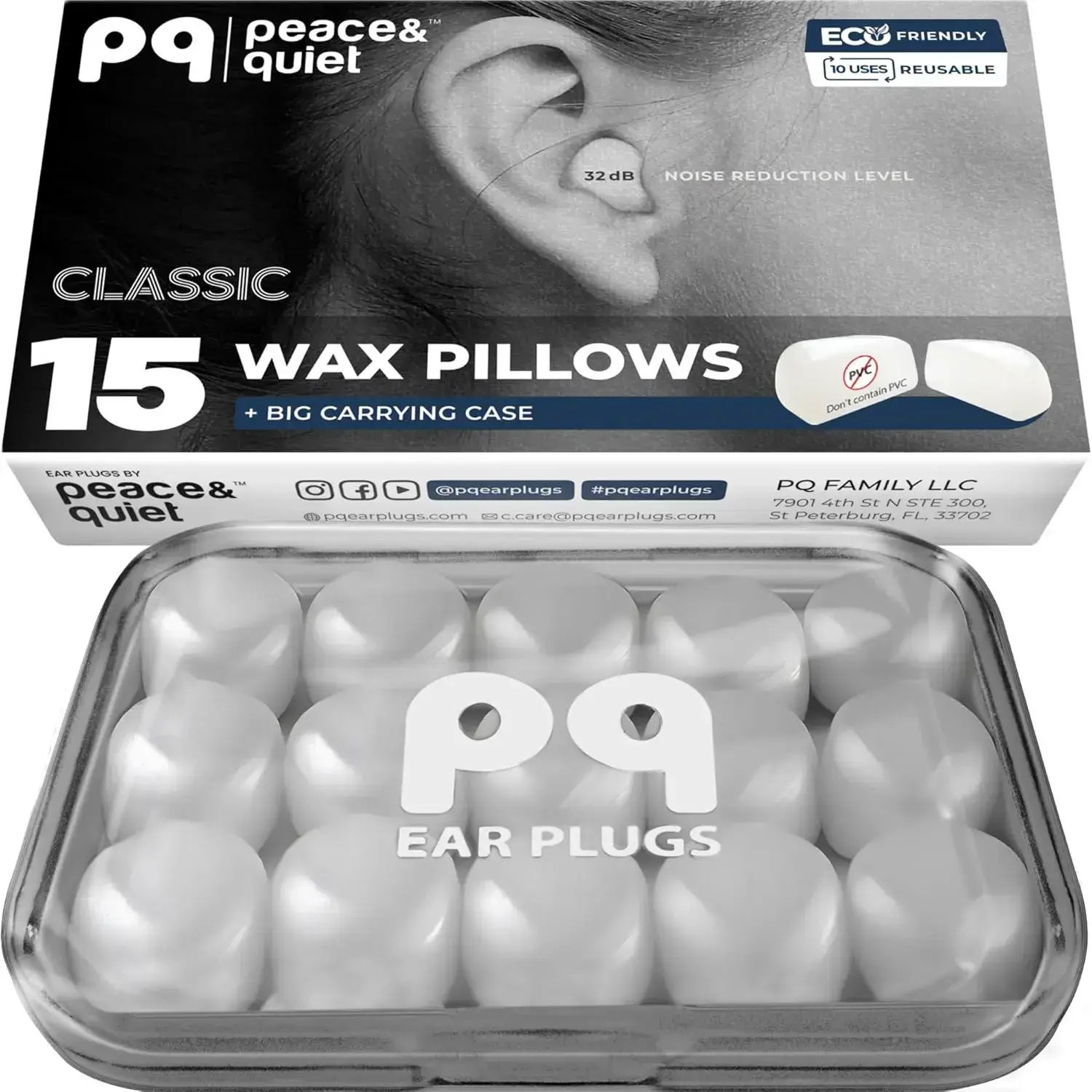 15 Pairs Bendable Moldable Wax Silicone Earplugs with Case, Noise Cancelling for Sleeping, Swimming & Side Sleepers, 32 Db Cancel, Waterproof, Moldable Fit, Wax Plugs, Sound Isolation